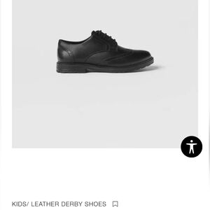 Brand New Zara Boys Black Leather Derby Shoes